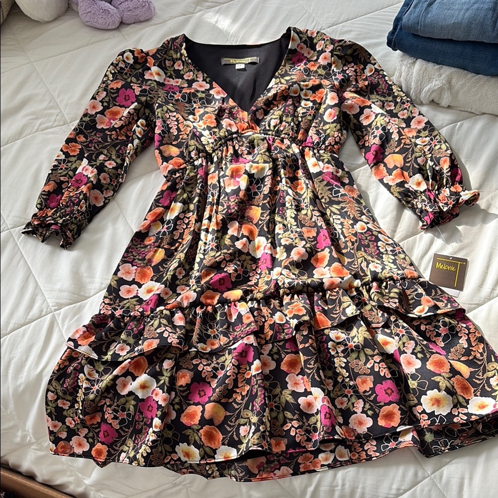 Floral Kids Dress by in Black and Pink